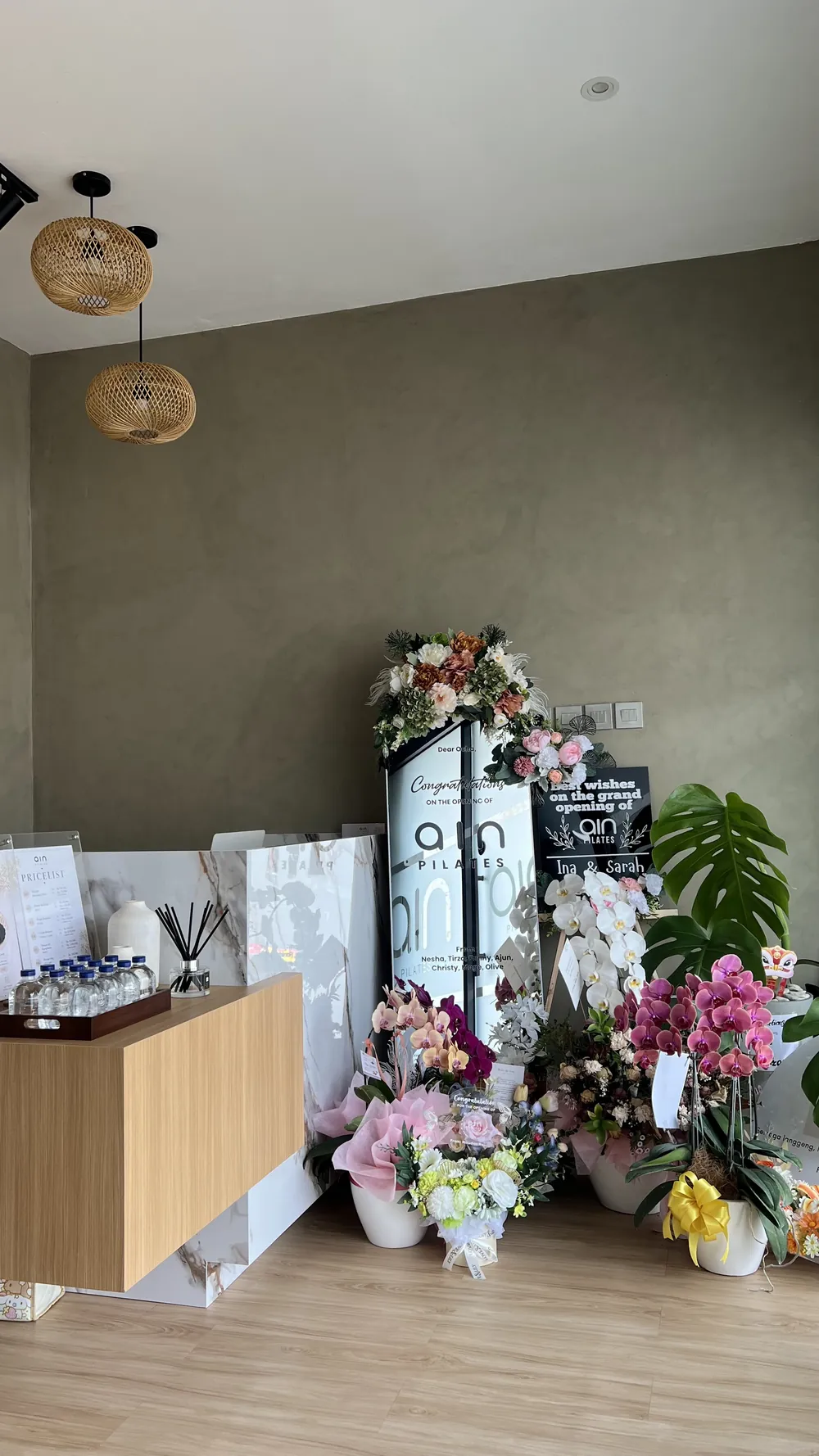 Reception on opening week, filled with flowers